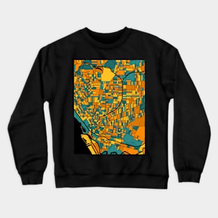 Buffalo Map Pattern in Orange & Teal Crewneck Sweatshirt